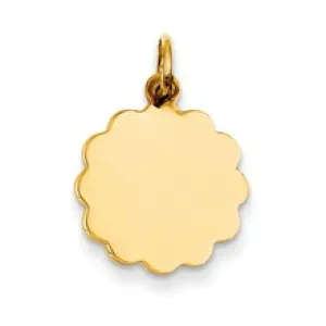 .011 Gauge Engravable Scalloped Disc Charm in 14k Gold