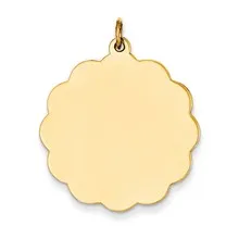 .013 Gauge Engravable Scalloped Disc Charm in 14k Gold