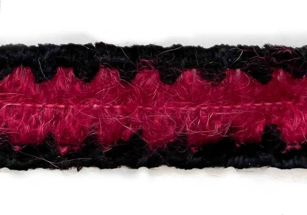 1 1/8" Tufted Ripe Raspberry & Coal Trim (Made in France)