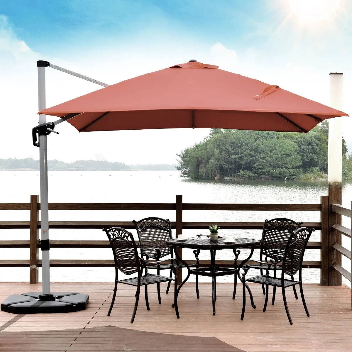 10ft Square Patio Umbrella - Brick Red