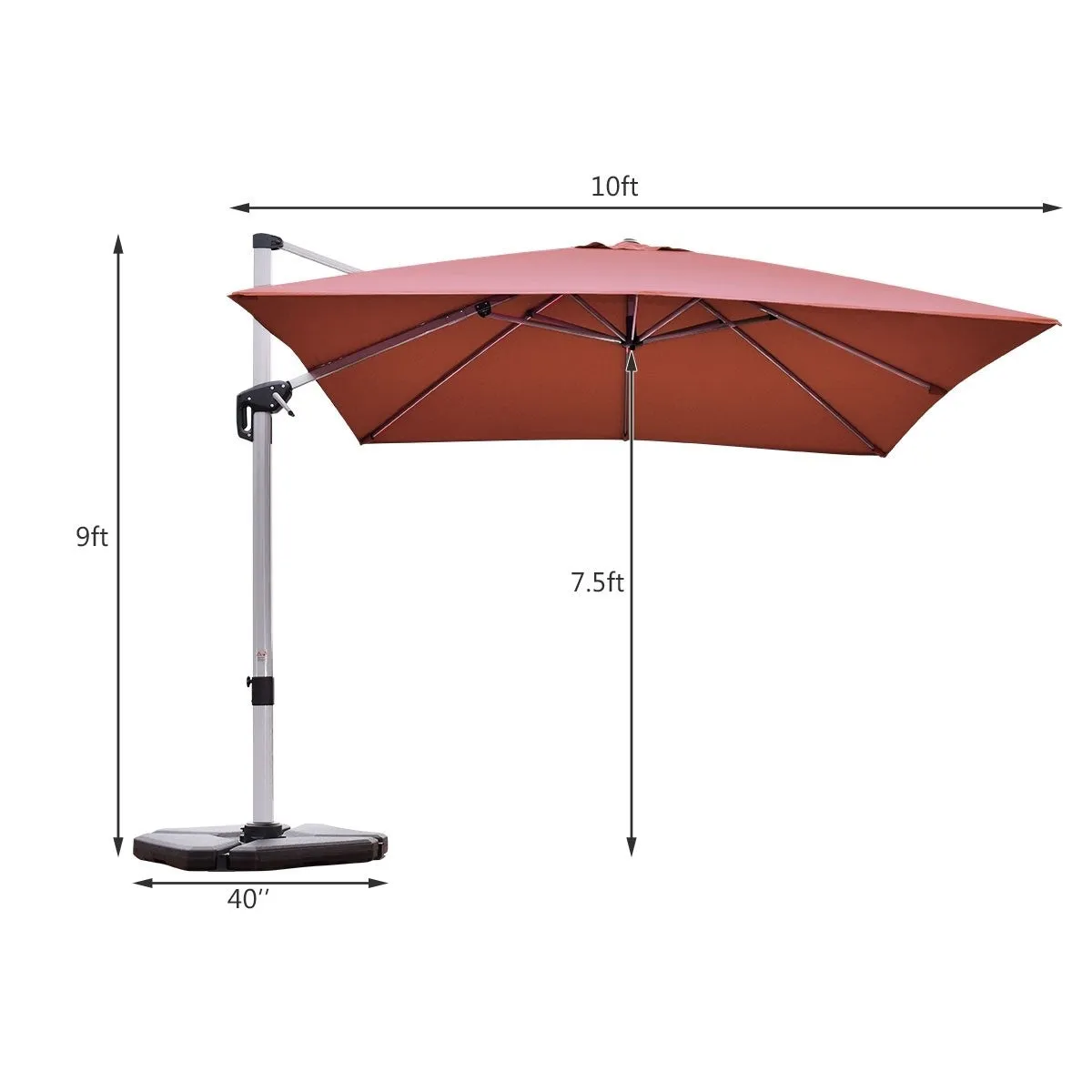 10ft Square Patio Umbrella - Brick Red