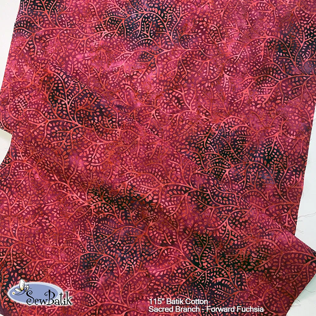 112" Wide Batik - Sacred Branch - Forward Fuchsia