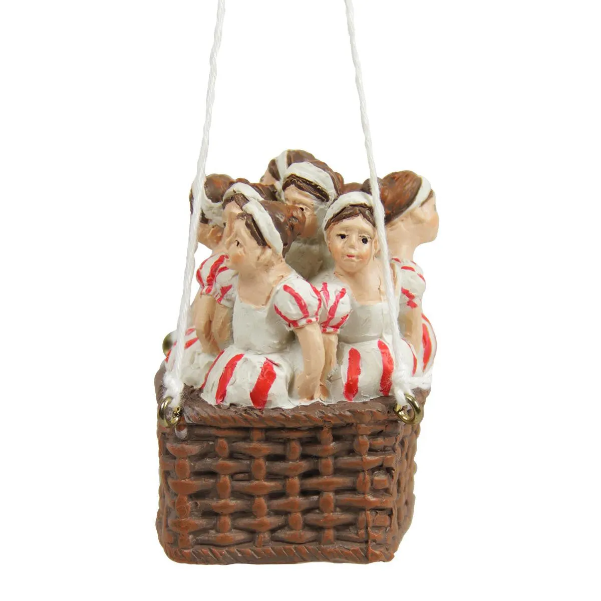 11" Red and White Hot Air Balloon Twelve Days of Christmas Ornament - Nine Ladies Dancing