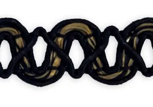 1/2" Gold & Coal Gimp Trim (Made in England)