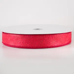 1.5" Embossed Flower Breeze Ribbon: Red (50 Yards)