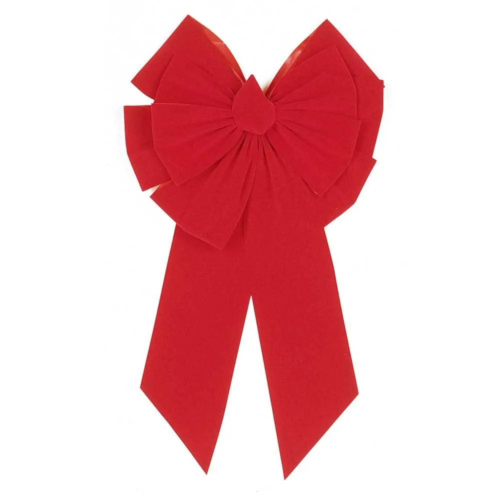 18" x 35" Deluxe 11-Loop Red Velvet Christmas Bow