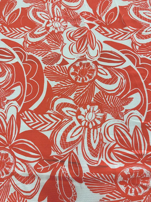 2 1/2 YD PC-Red Abstract Floral Crepe Georgette Fabric