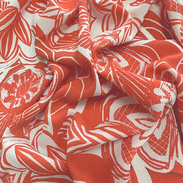 2 1/2 YD PC-Red Abstract Floral Crepe Georgette Fabric