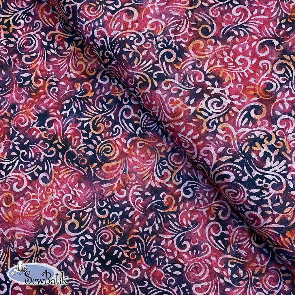 54" Batik Linen - Phoenix - Dark Berry