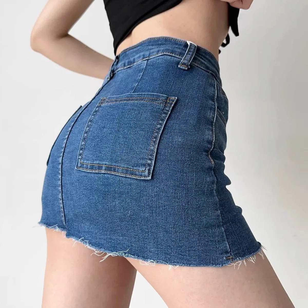 90s Style Denim Mini Skirt