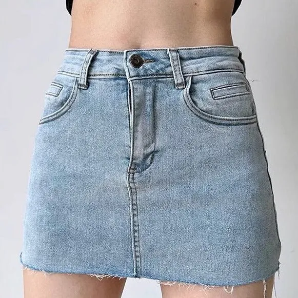 90s Style Denim Mini Skirt