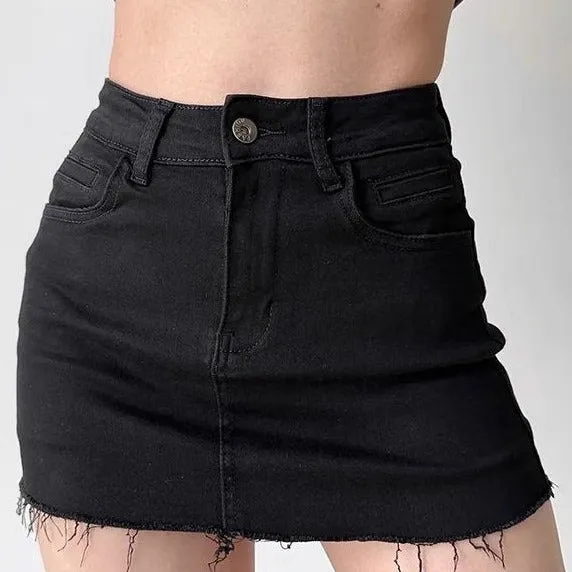 90s Style Denim Mini Skirt