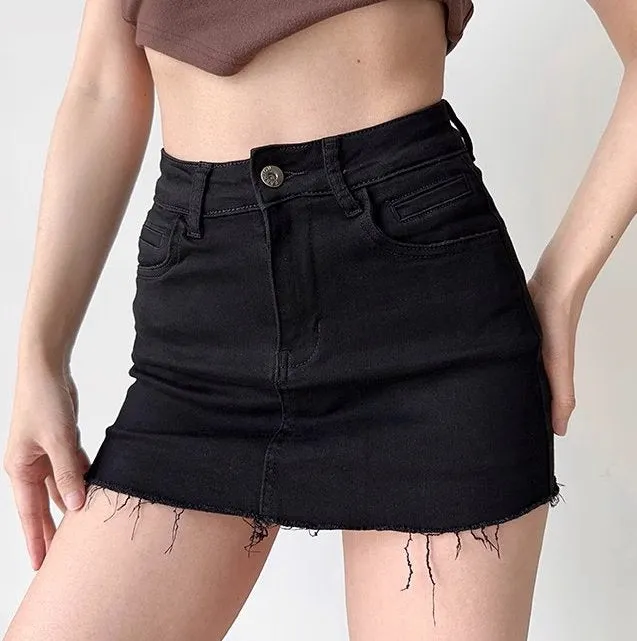 90s Style Denim Mini Skirt