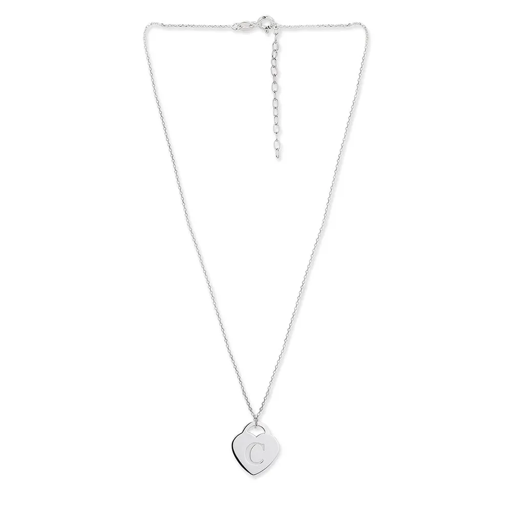 925 Sterling Silver Rhodium Plated And Alphabet Pendant With Chain For Women