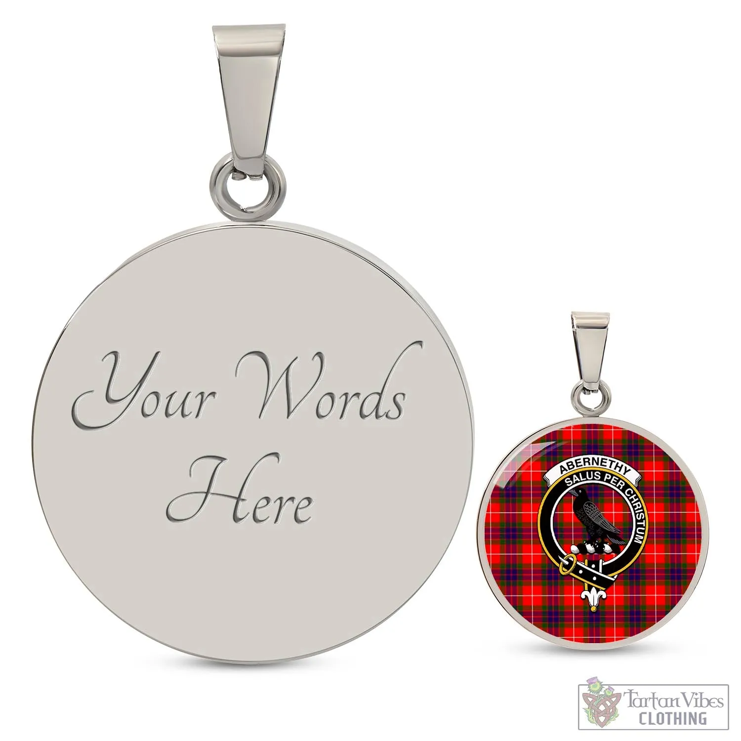 Abernethy Tartan Circle Necklace with Family Crest