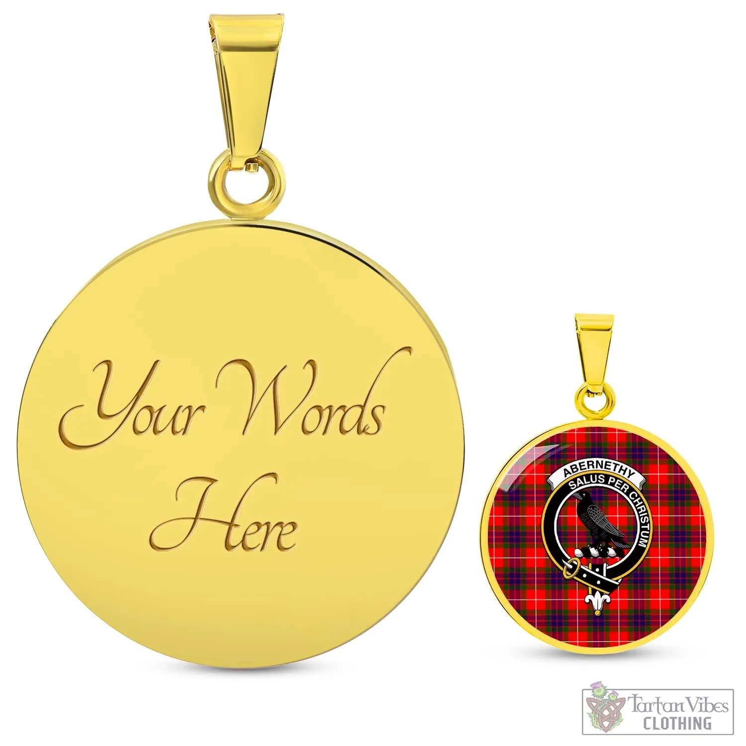 Abernethy Tartan Circle Necklace with Family Crest