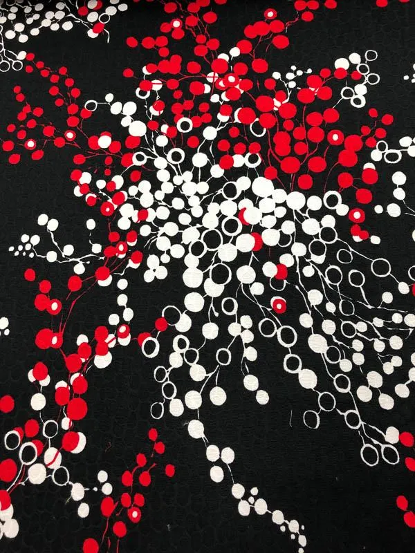 Abstract Cherry Clusters Jacquard Cotton Pique - Black / White / Red