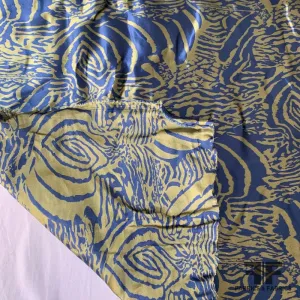 Abstract Ethnic Stretch Polyester Twill Woven - Blue/Yellow