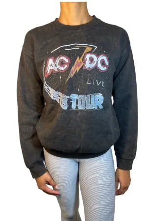 AC DC Sweat Shirt by Junk Food Vintage Black