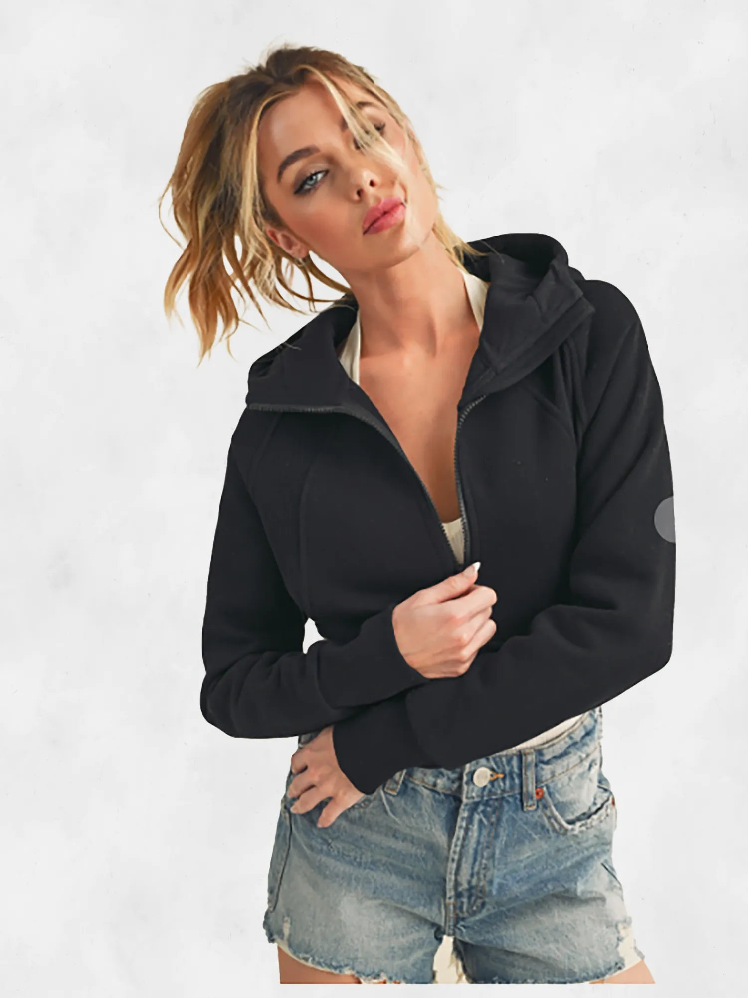 AEMI CO Deva Cropped Hooded Jacket