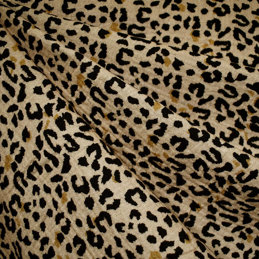 Animal Spots Printed Organic Cotton Double Gauze Camel