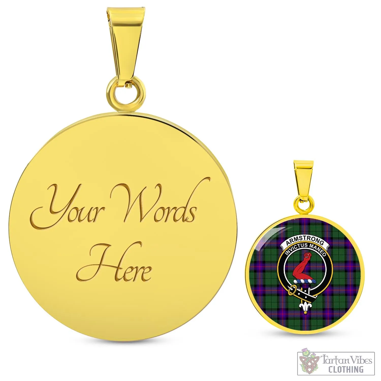 Armstrong Modern Tartan Circle Necklace with Family Crest