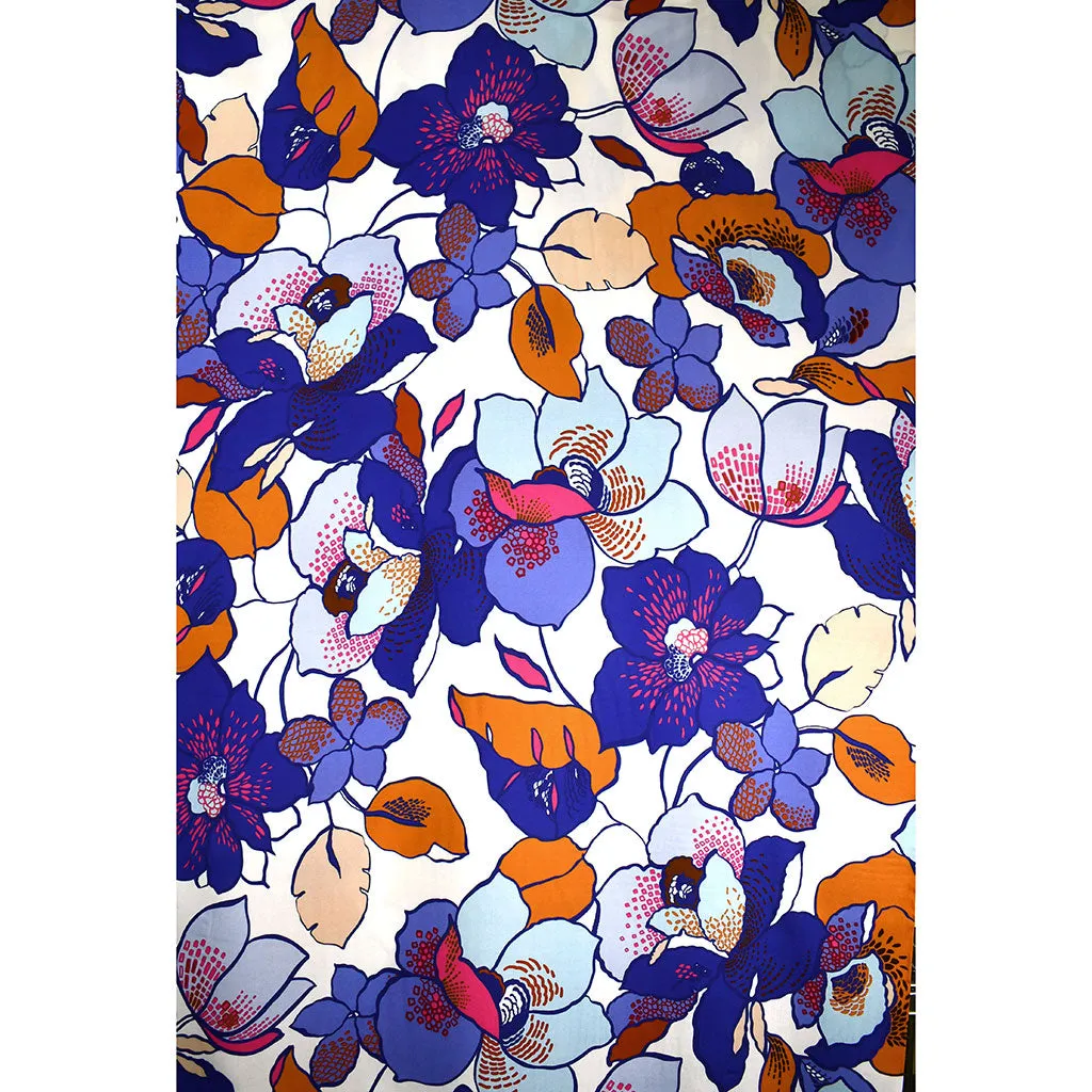 Atelier Jupe Bold Artistic Floral Rayon White/Periwinkle