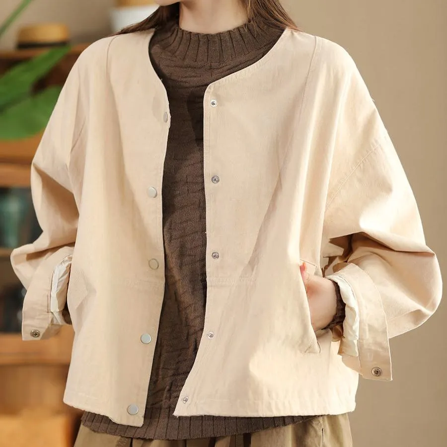 Babakud Women Autumn Retro Cotton Casual Jacket