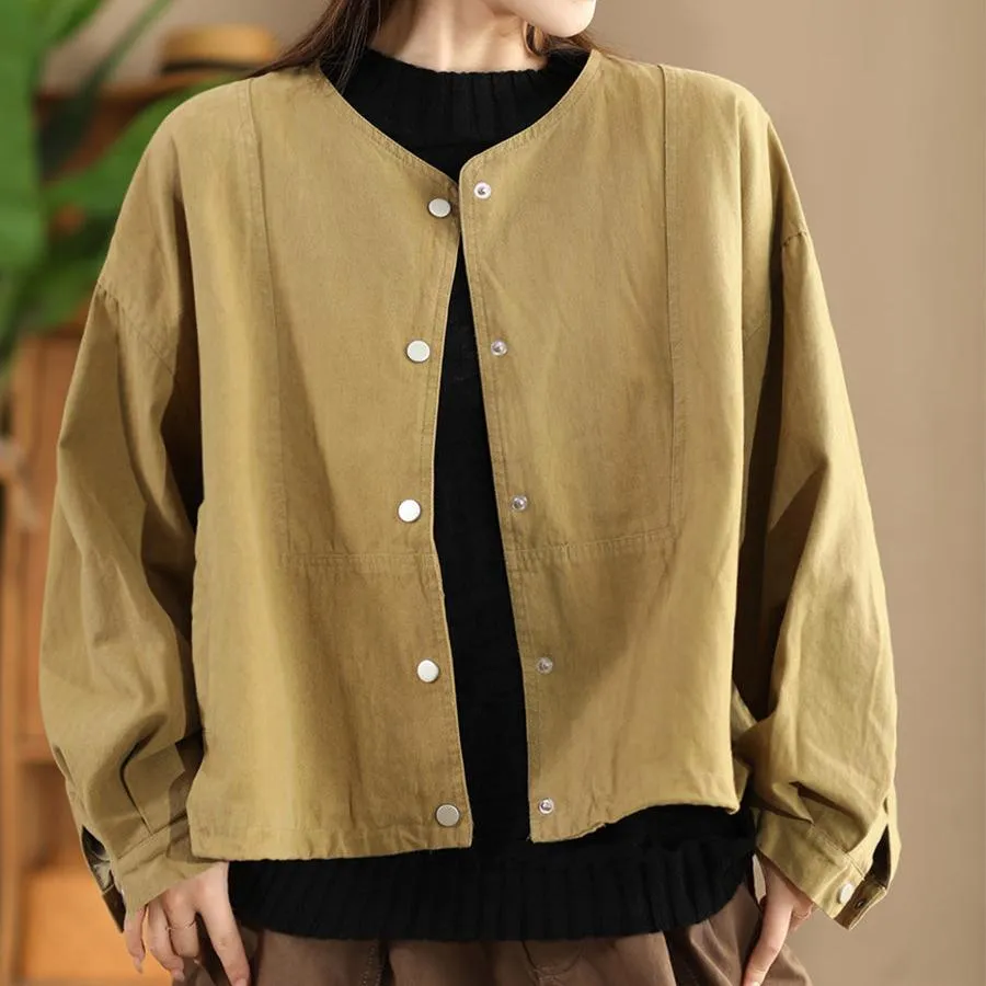 Babakud Women Autumn Retro Cotton Casual Jacket