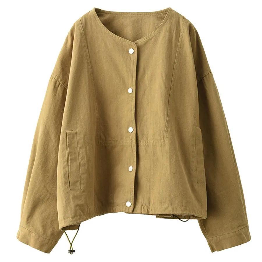 Babakud Women Autumn Retro Cotton Casual Jacket