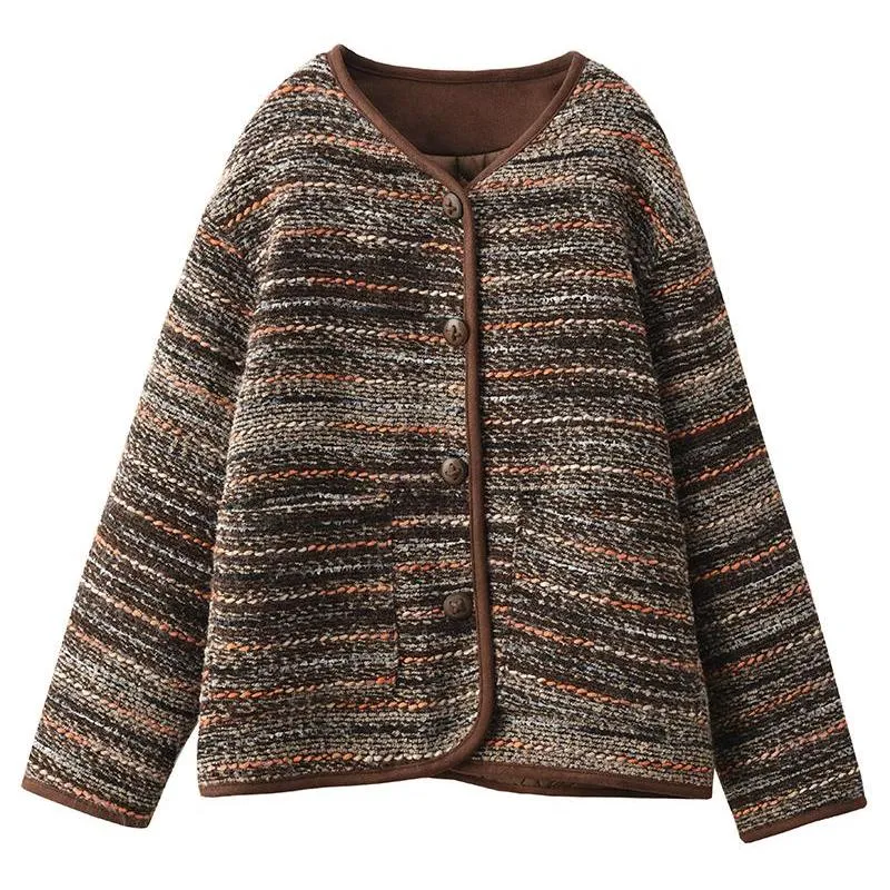 Babakud Women Winter Retro Fashionable Thickened Wool Jacket