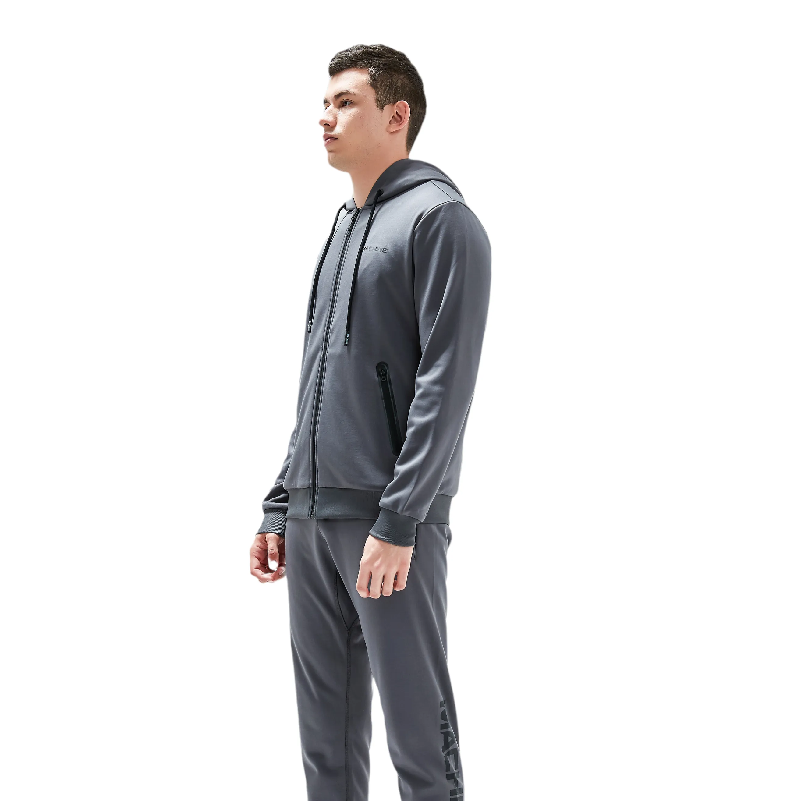 Beekman Zip Up Performance Hoodie - Smoke Grey