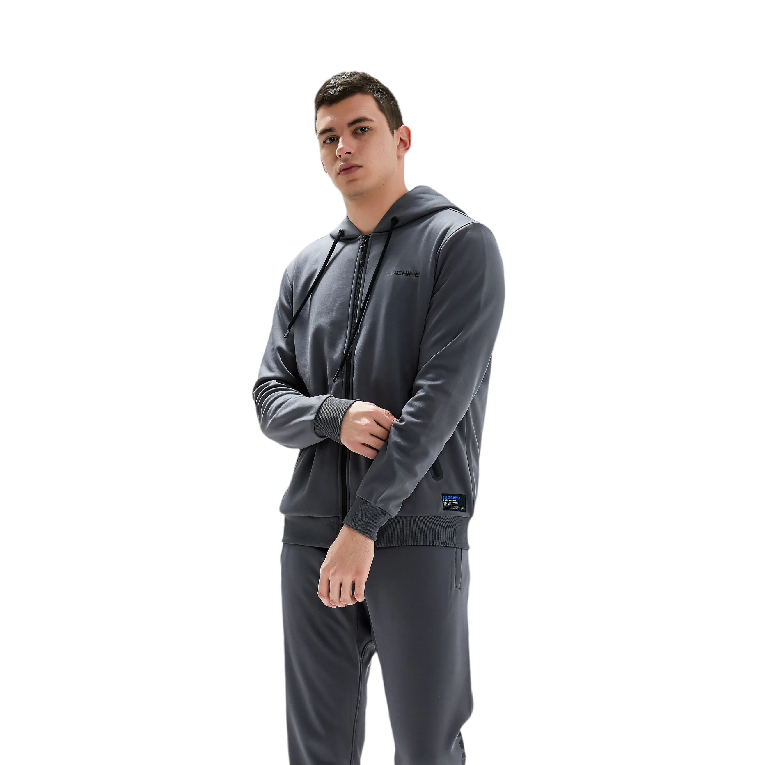 Beekman Zip Up Performance Hoodie - Smoke Grey