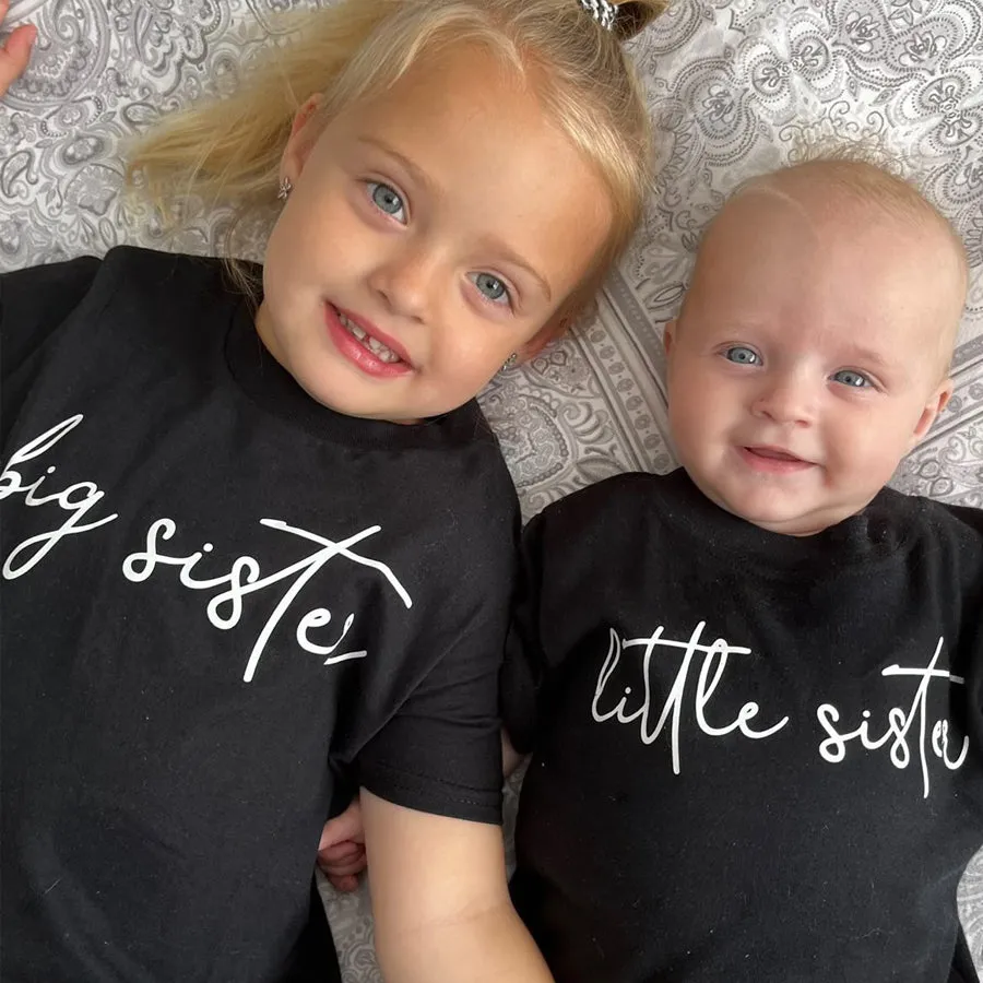 Big Sister & Little Sister Black Script T-Shirts