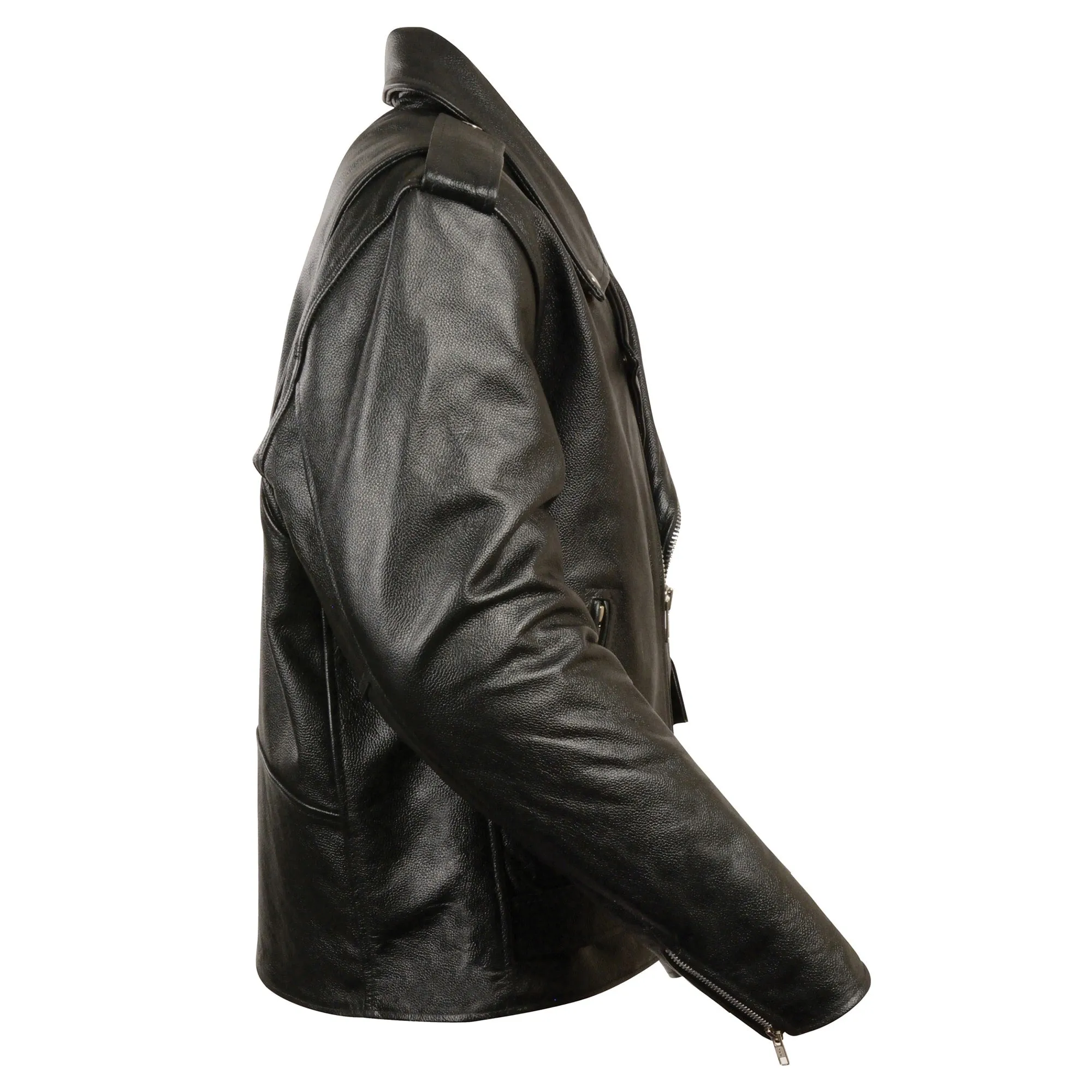 Black Leather Police Style Classic Motorcycle Jacket