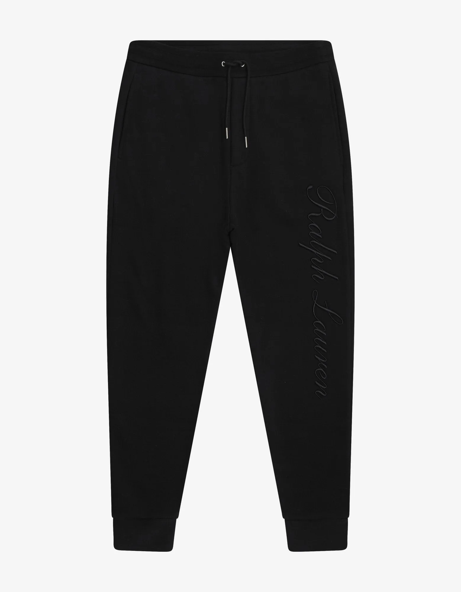 Black Logo Embroidery Sweat Pants -