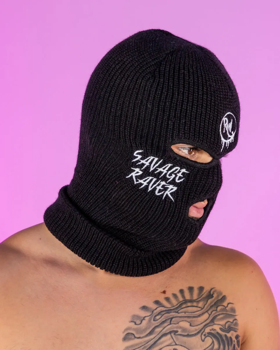 Black Savage Raver Red Pill Ski Mask