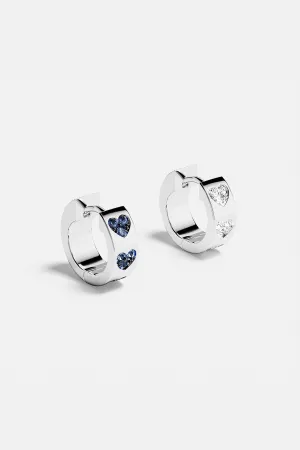 Blue & White Heart Huggie Earrings