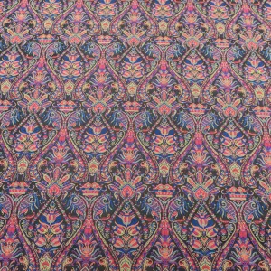 Blue and Fuchsia Jacquard Textured Multicolor Brocade Fabric