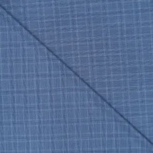 Blue and White Tartan Bleu Shine Super 130's  Ariston Fabric