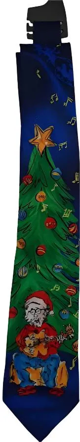 Blue-Green Tree /Guitar-Christmas Tie