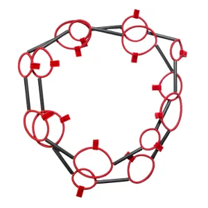 CB362 - Circle Link Necklace in Red/Black