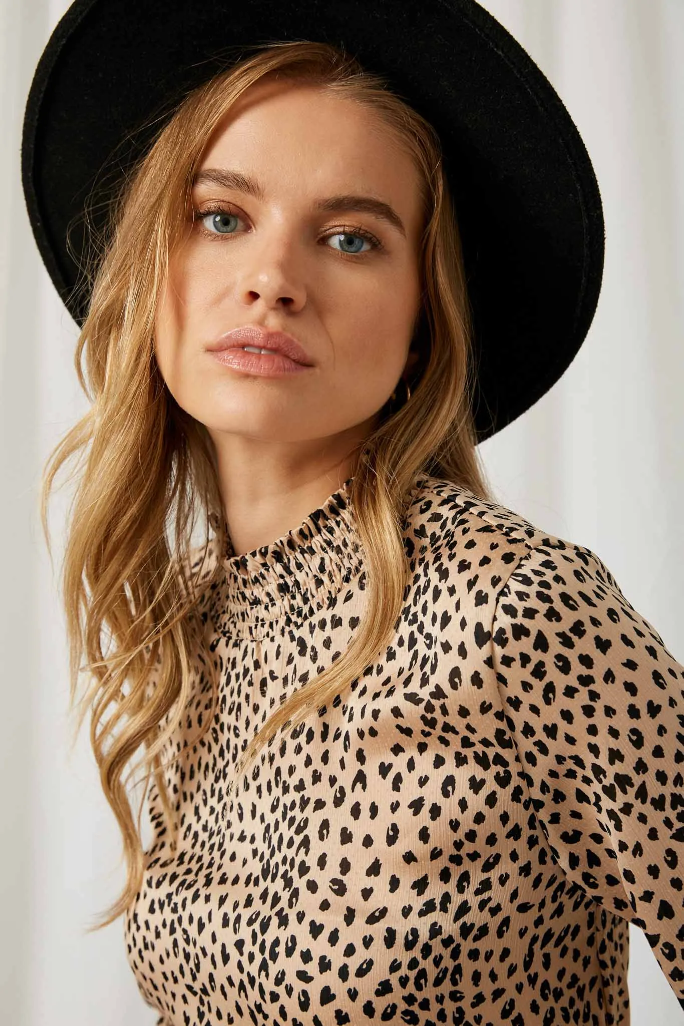 Cheetah Smock Neck Top