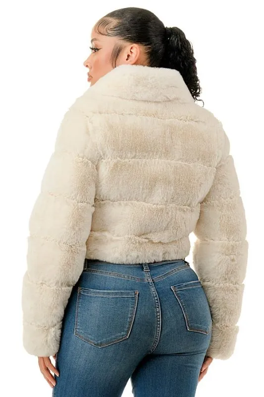 Collared L/S Fur Jacket