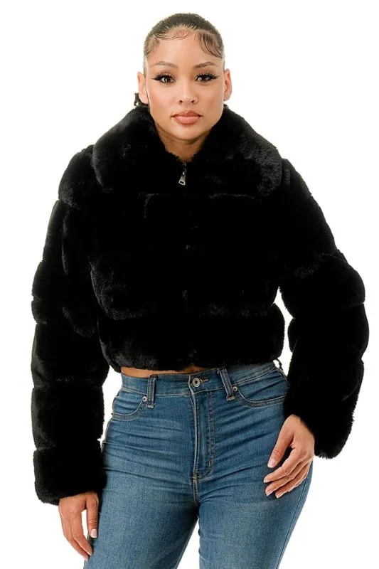 Collared L/S Fur Jacket