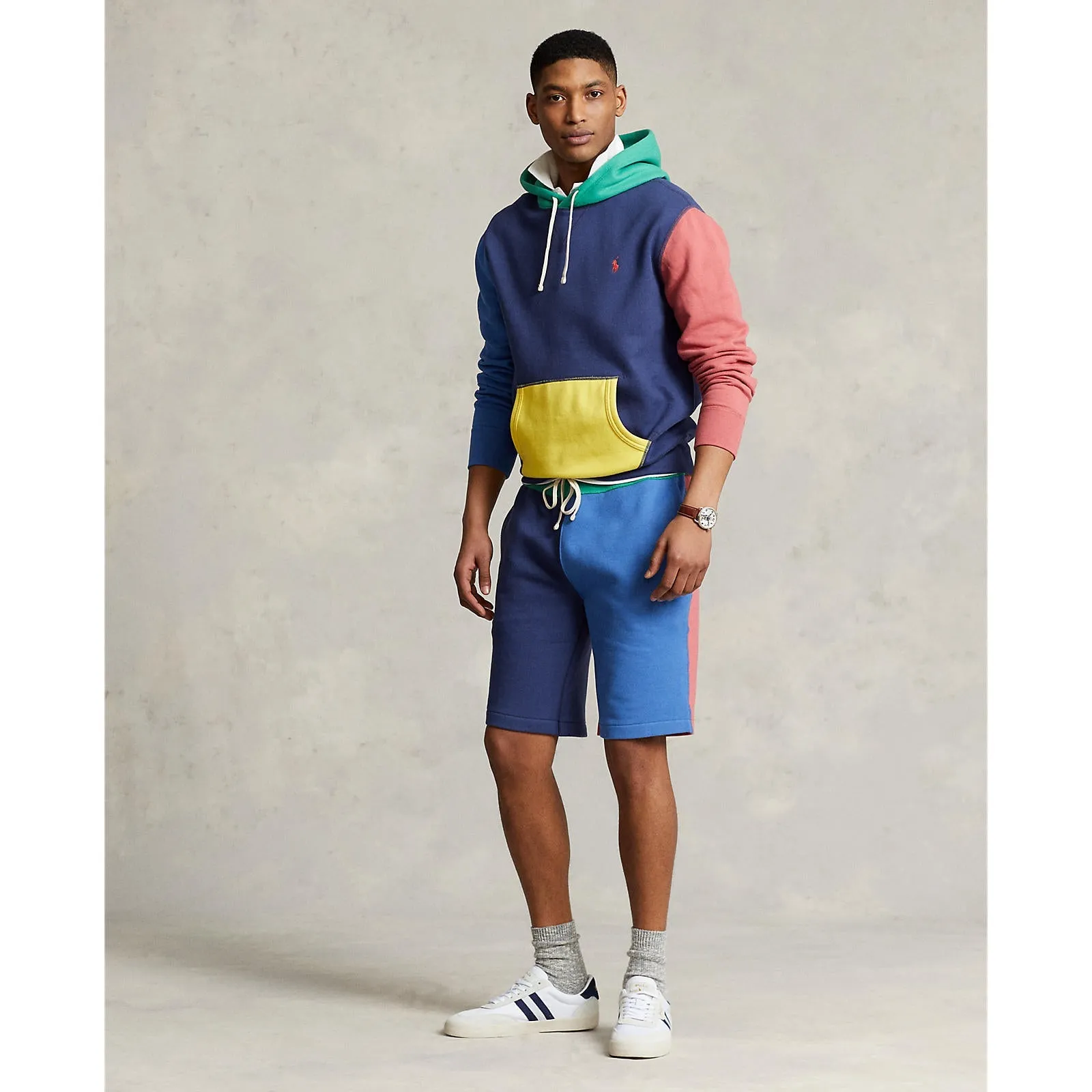 Colour-Block Fleece Hoodie - Multi