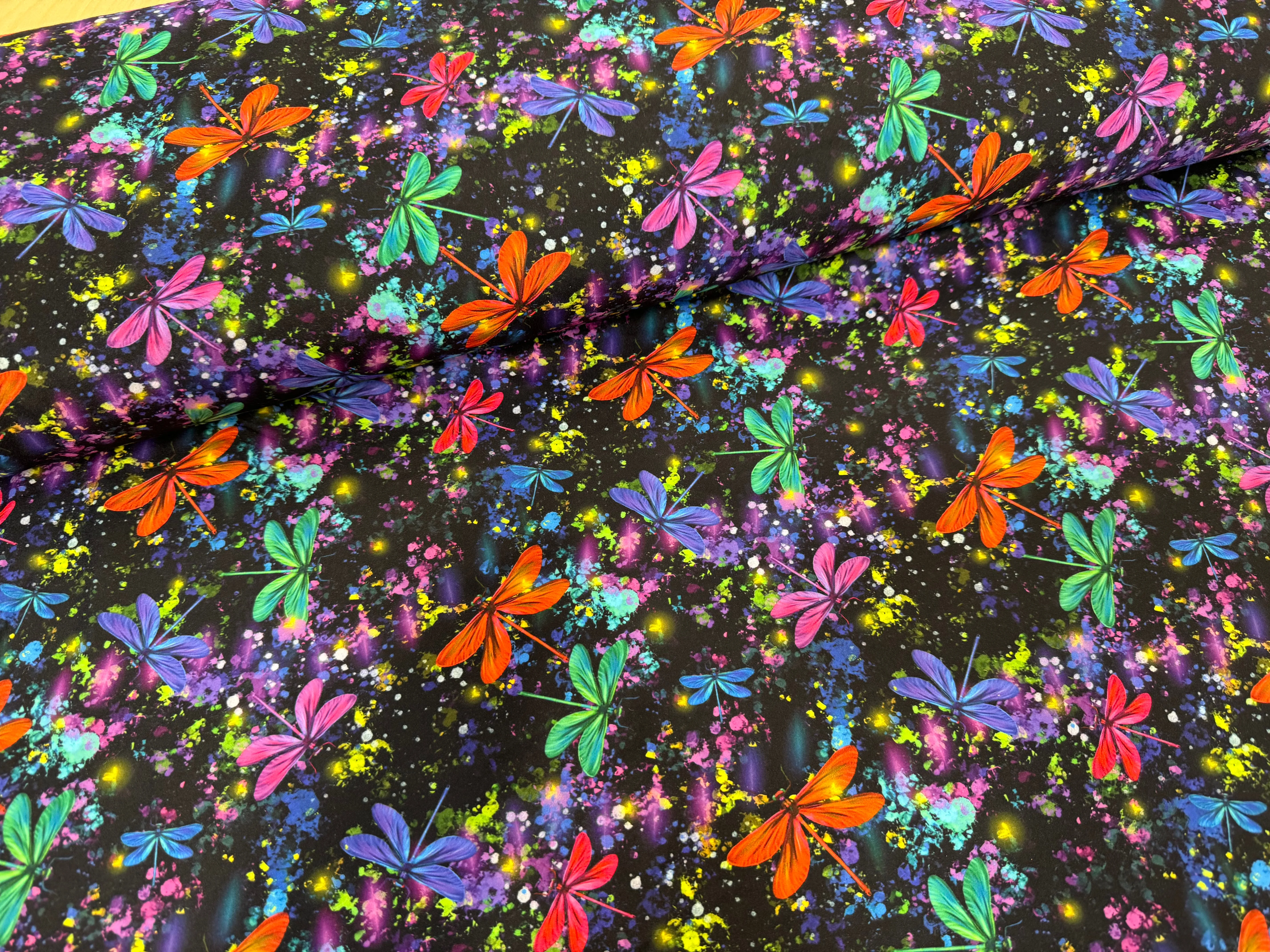 Colourful Dragonflies Brushed Athletic Fabric