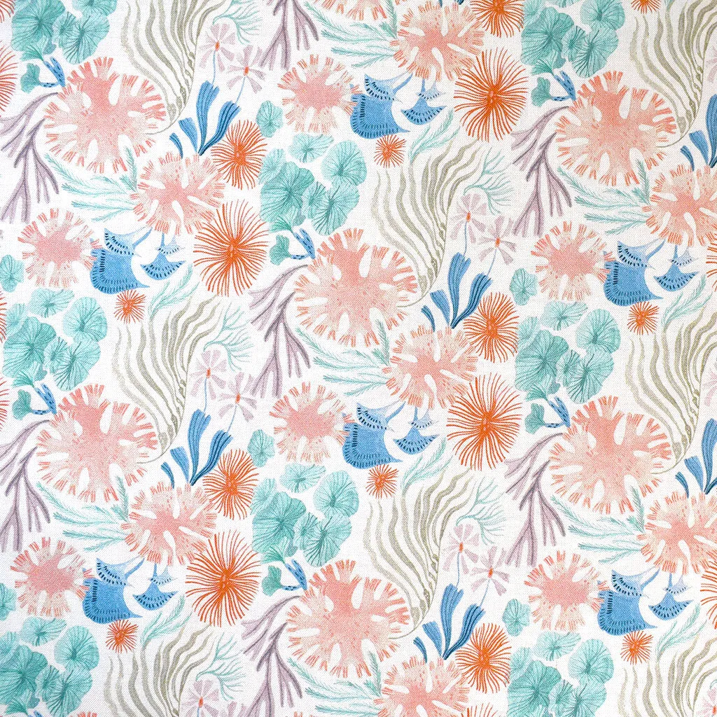 Coral Reef Sea Floral Digital Print Cotton White SY