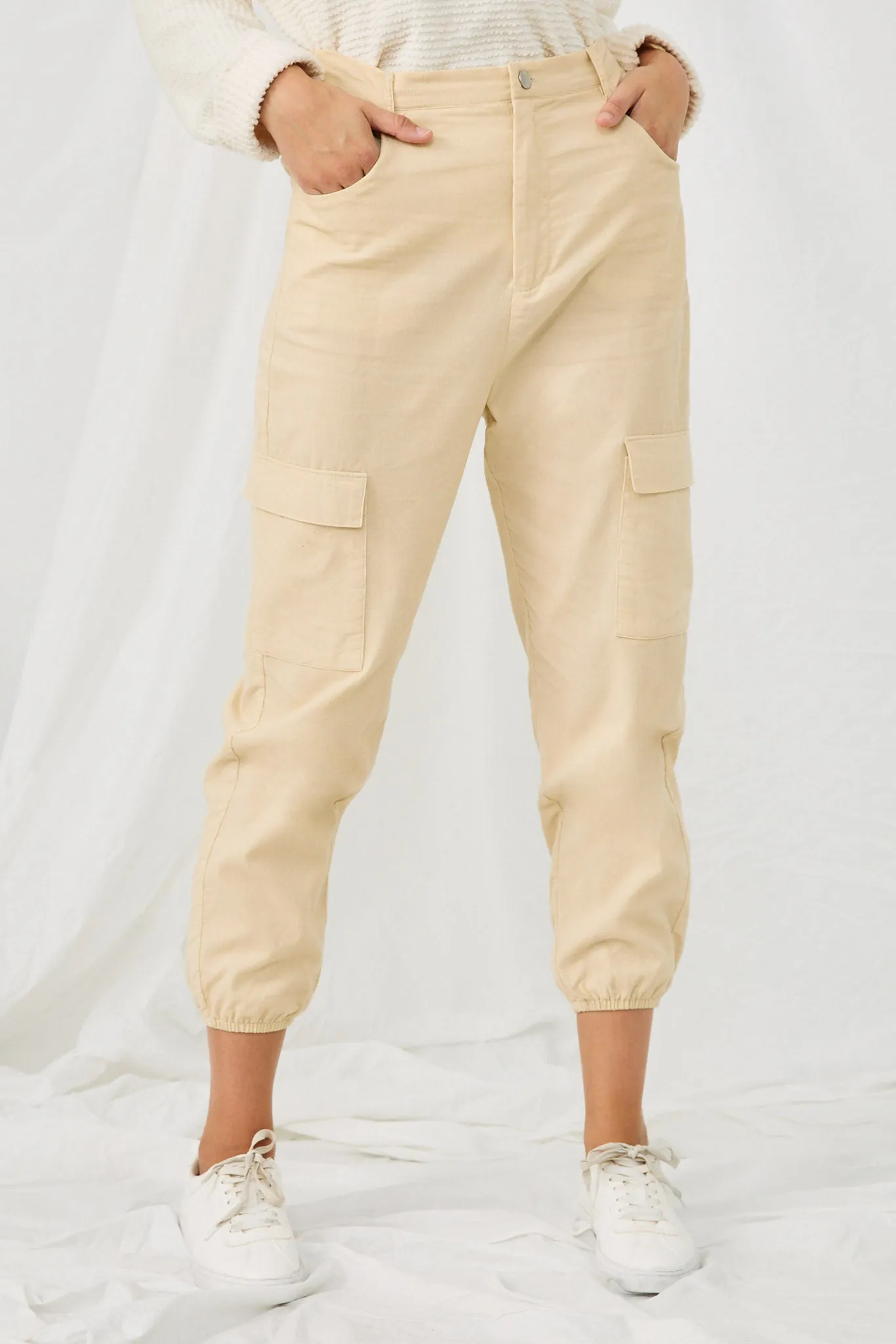 Corduroy Zip Fly Cargo Joggers