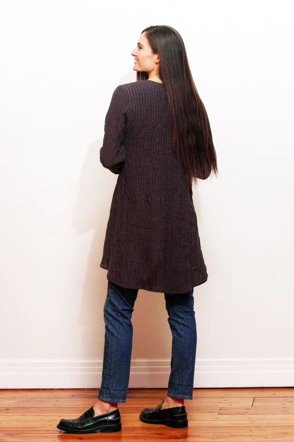 crinkle open front cardigan